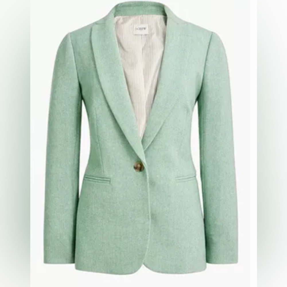 J.Crew Factory Holland Blazer Herringbone Wool Blend Tailored Notch Lapel Size 0